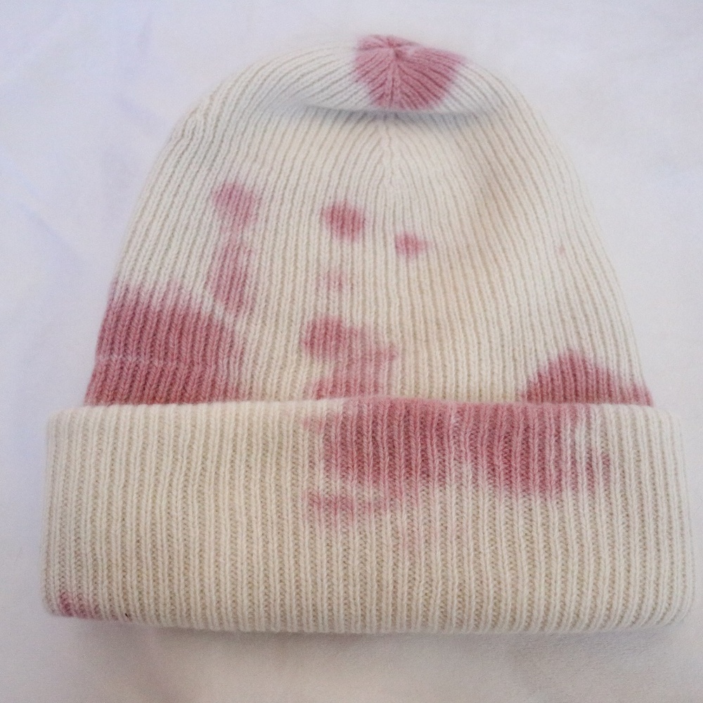 The Elder Statesman Pink and White Cashmere Knit Beanie NWT